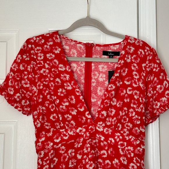 Brand New Lulu's Garden Explorer Red Floral Print Mini Dress Size Medium M - Picture 5 of 10